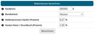 nebenkosten hauskauf berechnen